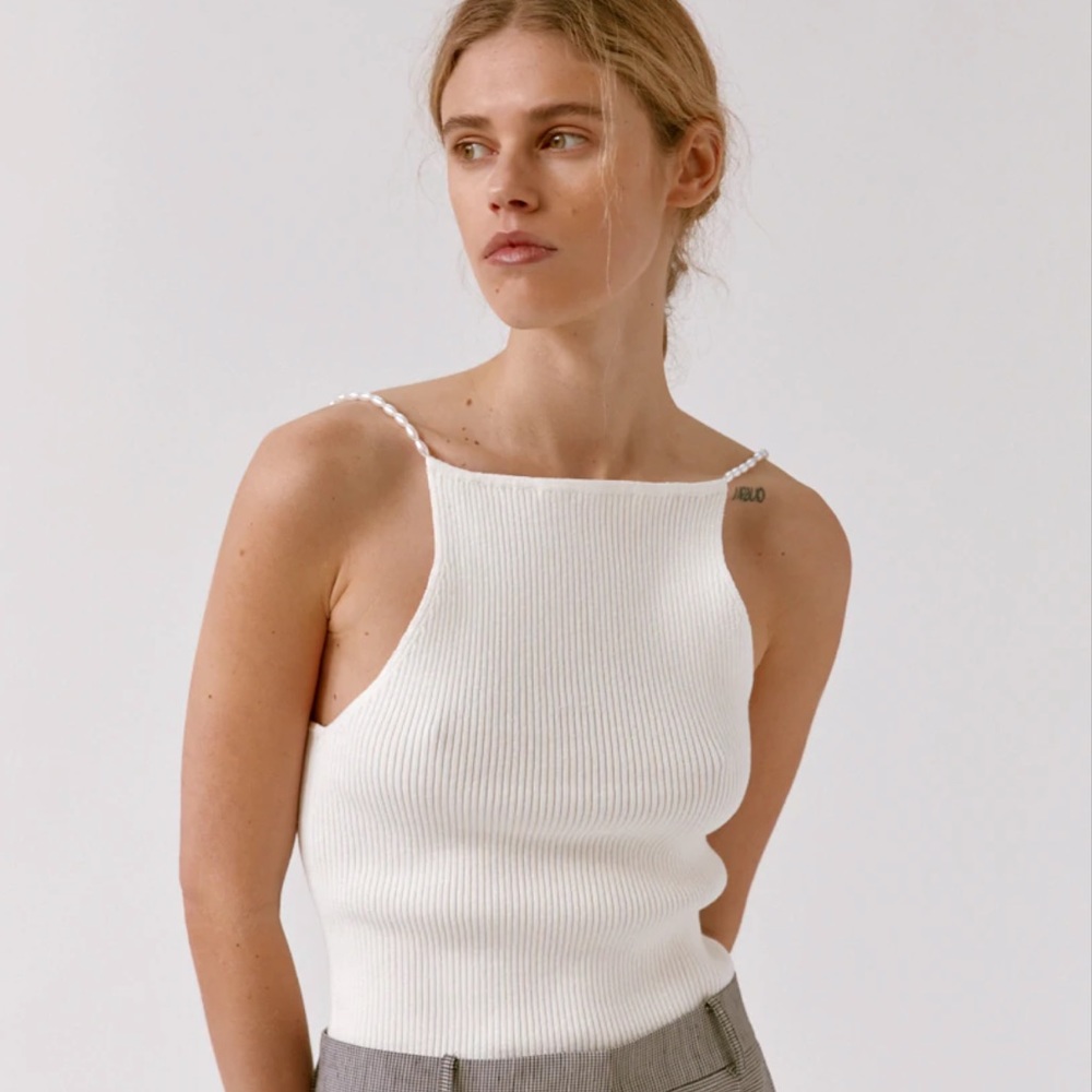 Musier Paris pearl strap halter top